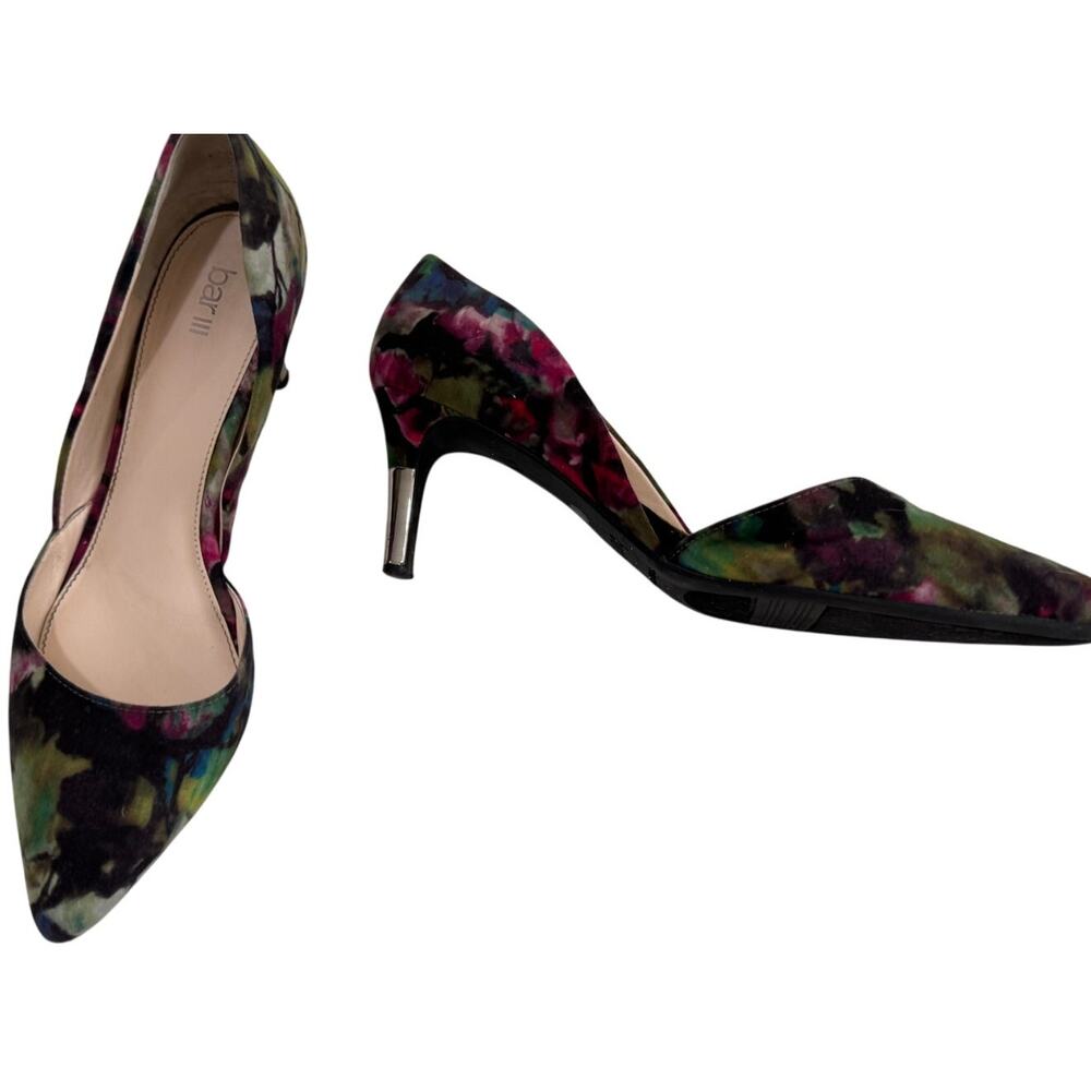 Women's Black Crushed Velvet Silver Stiletto Flowered Pointed Toe Heels 10M